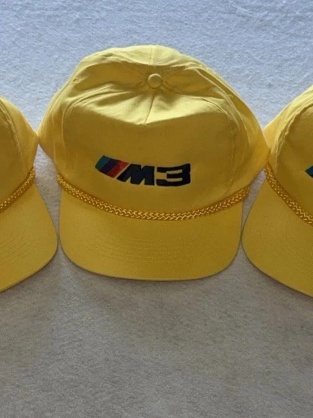 Vintage 90s BMW M3 Motorsport Yellow Rope Hat NOS